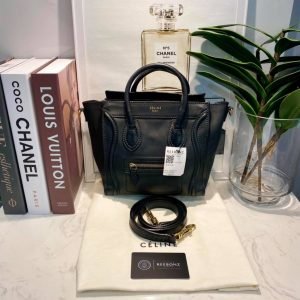 100% Authentic Celine Nano Luggage Bag in Black
