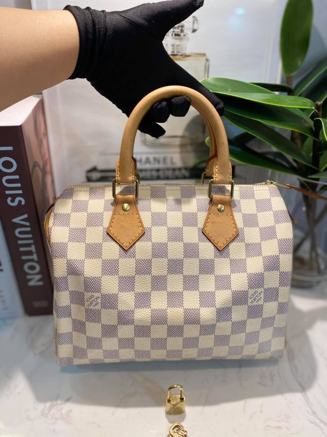 Speedy 25 bag in azur sack Louis Vuitton  Second Hand  Occasion  Vintega